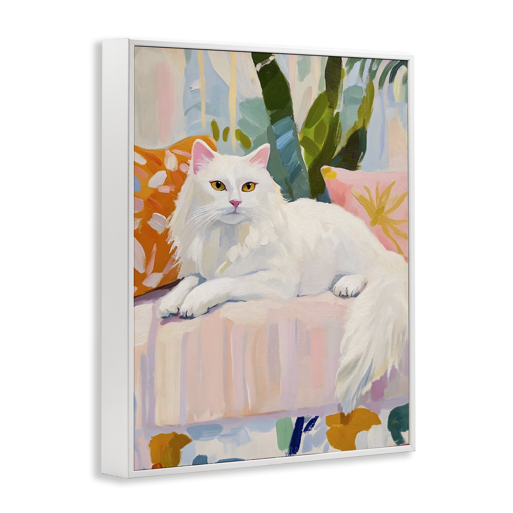 Stupell Industries Fancy Cat on Pastel Sofa White Framed Giclee Art, design by The Prints Vibe