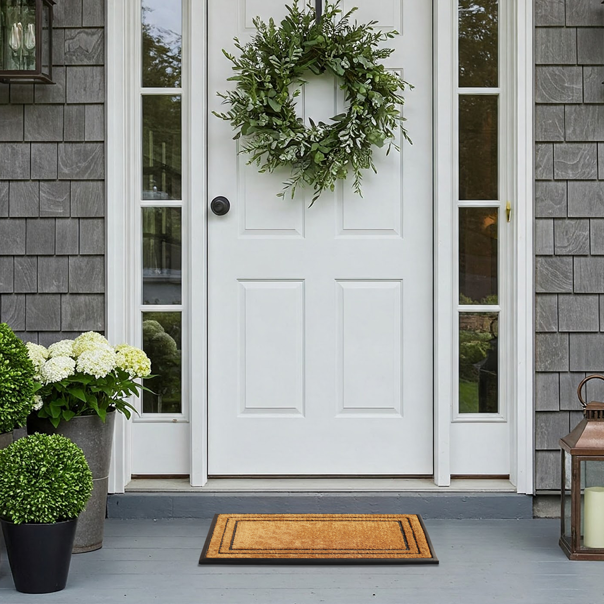 A1 Home Collections Natural Coir & Rubber Door Mat, Long-Lasting Entrance Doormats for Front Door, Thick & Non-Slip Durable Outdoor Entry Mat 18" x 32"