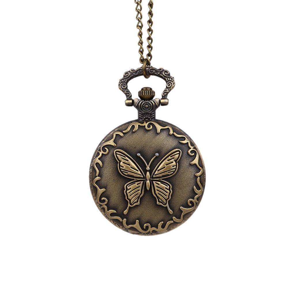 butterfly pocket watch necklace
