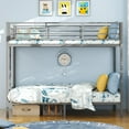 thumbnail image 6 of Zimtown Twin over Twin Steel Bunk Beds Frame,14.8" Height Guardrail, Bedroom Dorm Room for Kids Adult Children, Gray, 6 of 11