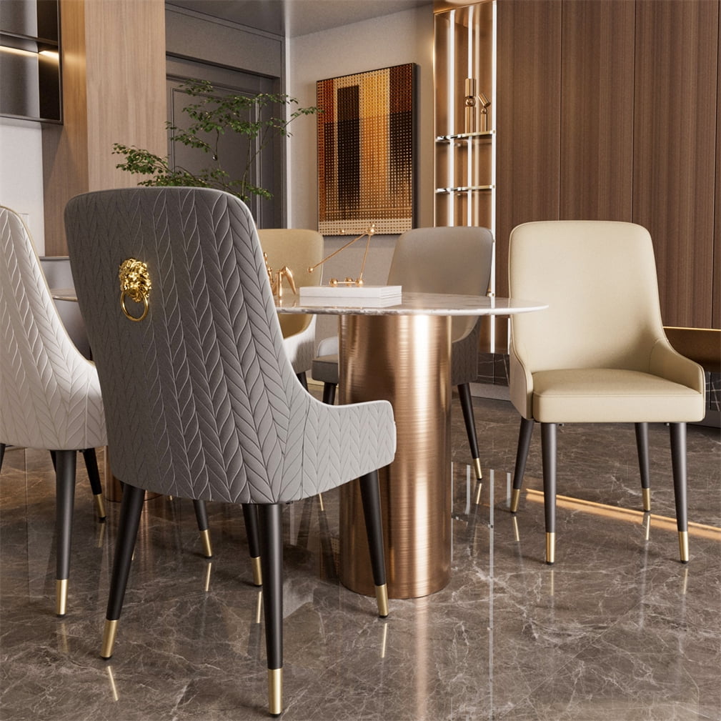 Wisfor Set of 2 Microfiber Leather Dining Chairs Soft Upholstered Kitchen Chairs Seat,Grey Colour
