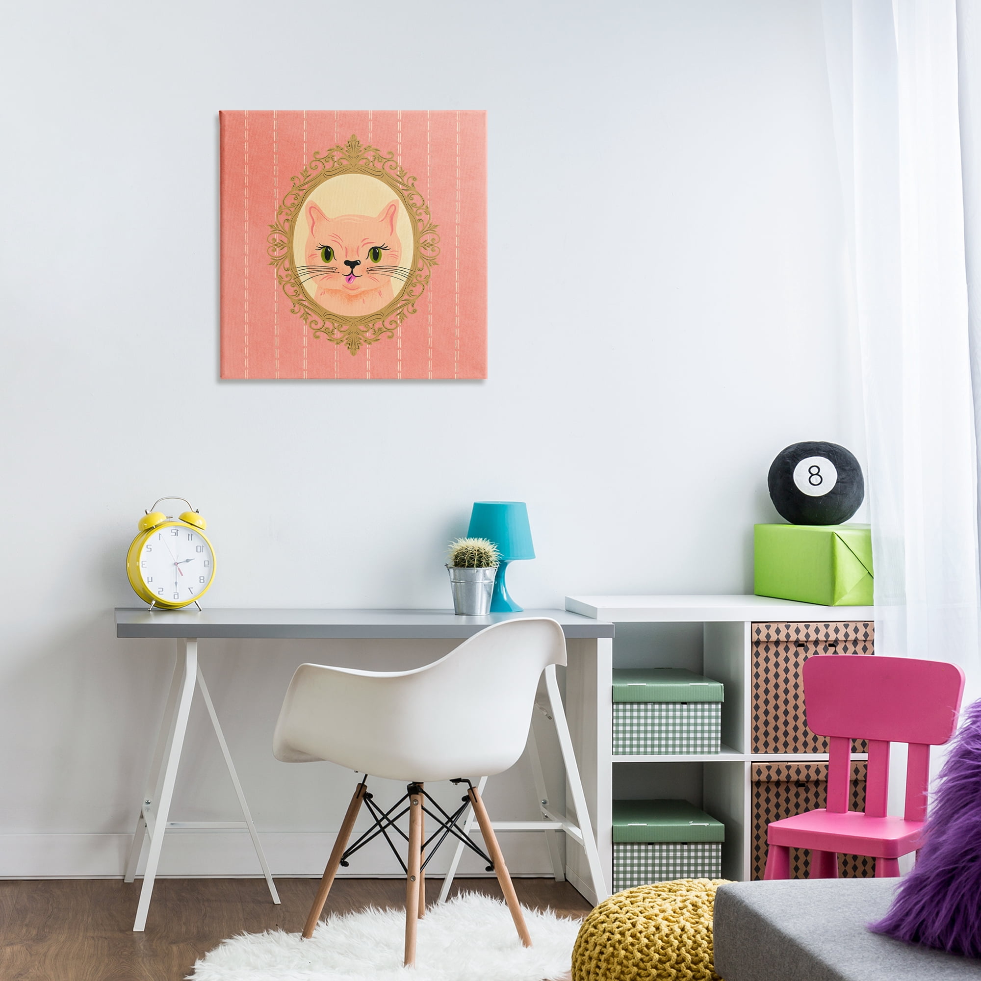 Stupell Industries Peach Cat Portrait Animals Painting Wrapped Canvas Art Print Wall Art, 24 x 24