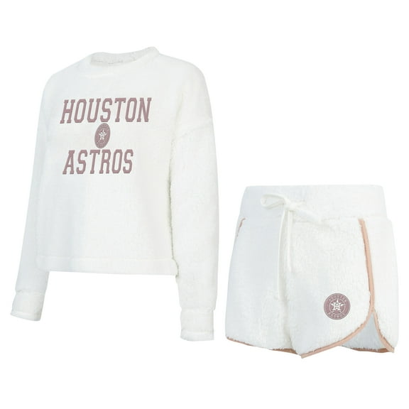 Women's Concepts Sport White Houston Astros Painter Sherpa Long Sleeve Top & Short Set