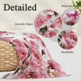 thumbnail image 2 of Pink Roses Pillow Covers, Linen Long Throw Pillow Case, Spring Floral Elegant Pastoral Butterfly Holiday Pillow Protector Decorative Cushion Cover for Living Room/Bedroom 16" x 24", 2 of 8