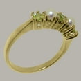 thumbnail image 3 of LBG British Made 9k Yellow Gold Natural Peridot & Cultured Pearl Womens Eternity Ring - 33 size options - Size 6.5, 3 of 7