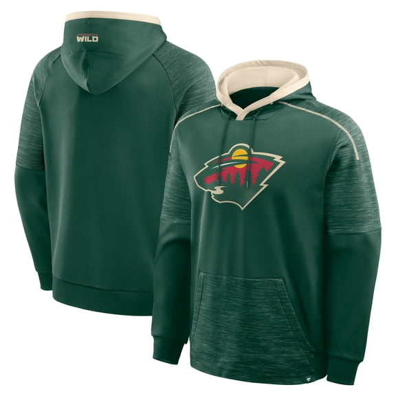 Men's Fanatics Green Minnesota Wild Goaltender Defender Pullover Hoodie