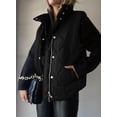 thumbnail image 3 of Sleeveless Fall Winter Jackets for Women Lightweight Stand Collar Cropped  Vest Button Zip Up Quilted Bomber Jacket Warm Coat Outerwear with Pockets, 3 of 6
