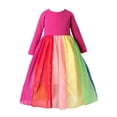 thumbnail image 4 of Actoyo Toddler Girl's Long Sleeve Rainbow Casual Holiday Long Maxi Dress 0-6T, 4 of 12