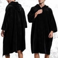 thumbnail image 2 of HOOMEUMY Men Fleece Night Robe Casual Hooded Pocket Zipper Long Sleeves Bathrobe Night Robe for Comfortable and Warmth, 2 of 7