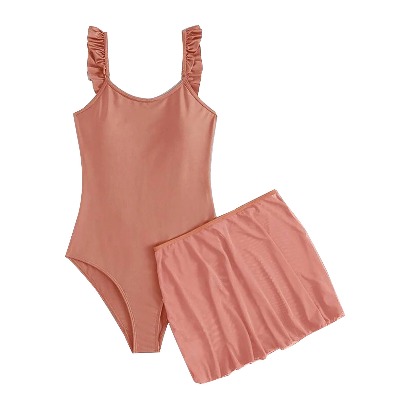 Qcmgmg Women Backless Tummy Control Swimsuit Ruffle OnePieces Bathing