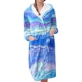 thumbnail image 1 of Women's Fleece Plush Robe Long Warm Plush Bathrobe Loungewear Jacket Printed Comfort Robe, 1 of 5