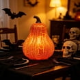 thumbnail image 4 of Halloween Crackle Glow LED Pumpkin Light 4.13 Inch Gourd Shaped for Tabletop Mantel Thanksgiving Fall Home Indoor Decor, 4 of 6