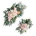 thumbnail image 1 of 2 piezas de flores artificiales para arco de boda, guirnalda de flores moderna con hojas verdes rosa y naranja, 1 of 9