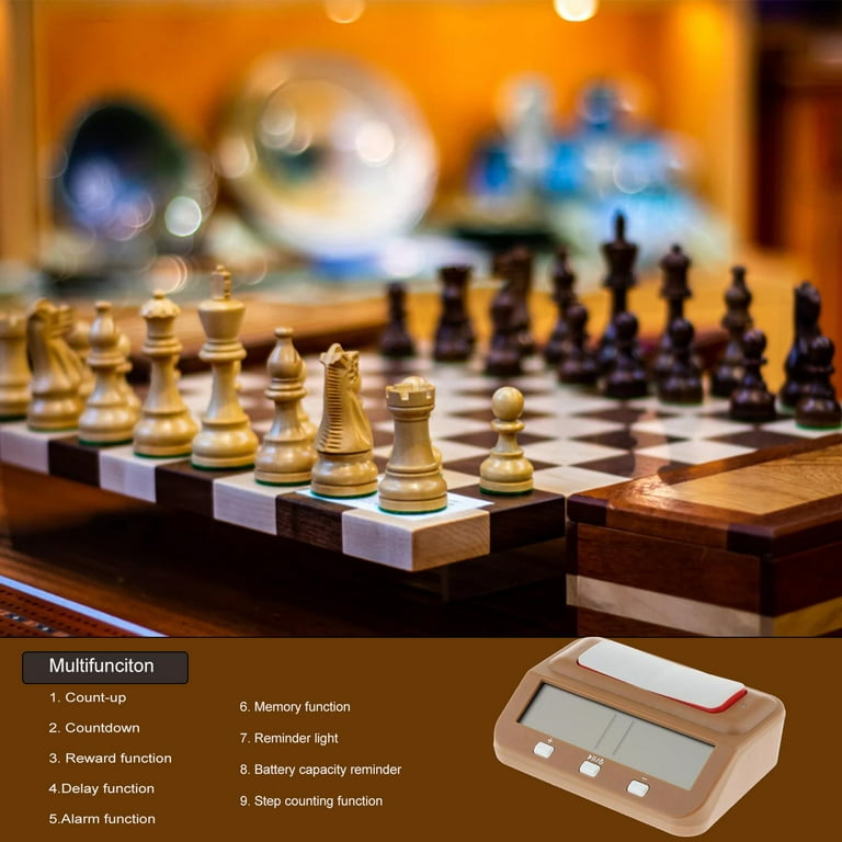 Chess Clocks,Professional Portable Digital Chess Board,Competition Count Chess  Games Electronic Stop - Brown, 13.8x8.8x4.5cm 