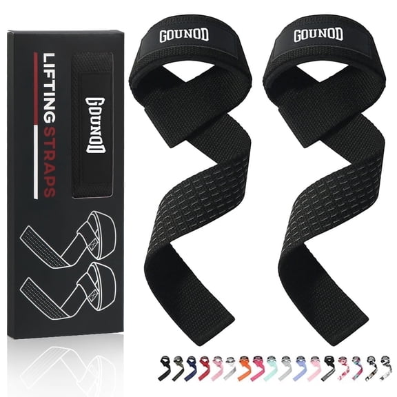 GOUNOD Weight Lifting Straps 2 pack, Men and Women Polyester Wrist Straps with Anti-slip Silicone - for Gym Fitness Powerlifting Dumbbell