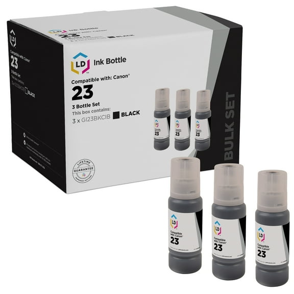 LD Products 3PK Compatible Replacement for Canon GI-23 / 4696C001 Black Ink Bottles Pixma G520 G620