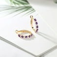 thumbnail image 4 of Gem Stone King 18K Yellow Gold Plated Silver Women Hoop Earrings Purple Amethyst White Topaz (1.32 Cttw, Round Cut, 3/7 inch Diameter), 4 of 4