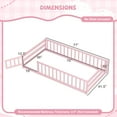 thumbnail image 3 of Costway Twin Size Wooden Floor Bed with Full Length Safety Guardrails Door & Latch Pink, 3 of 10