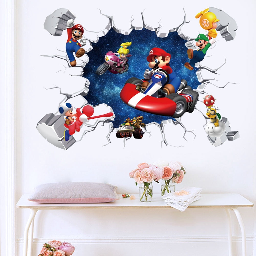 Wall Stickers Boys Girl Wall Decal for Bedroom Living Room Hotel Decor Mario Wall Decals Bedroom Decor Nursery Decorative 2PC 12X23.7inch