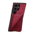 thumbnail image 5 of Allytech Slim Case Compatible with Samsung Galaxy S24 Ultra, Crocodile Print PU Leather Magnetic Hidden Card Holder Kickstand Shockproof Full Body Protective Wallet Case for Women Men, Red, 5 of 7
