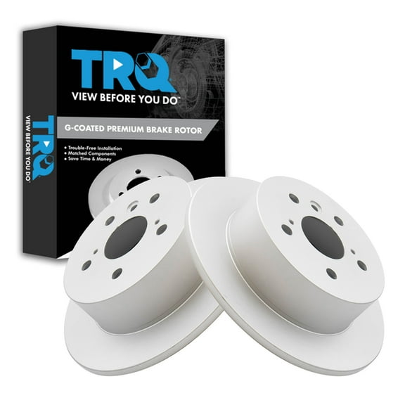 TRQ Rear Brake Rotor Set G Coated Solid Fits 2013-2018 Lexus ES300h ES350 2013-2018 Toyota Avalon 2012-2017 Camry