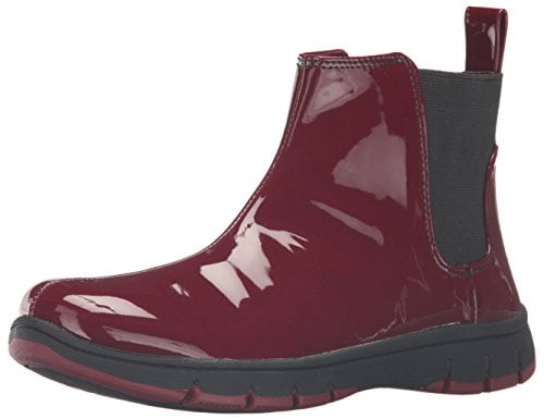 burgundy patent chelsea boots