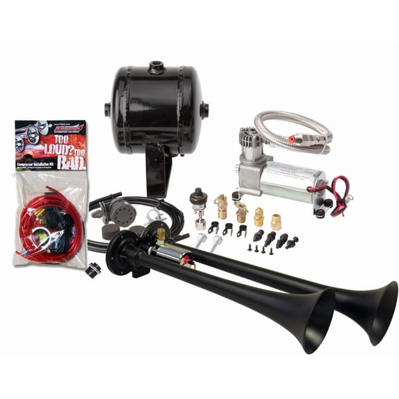 Kleinn Dual Black Horn Kit w/ 120 PSI Air Compressor / 0.5 gal Air Tank