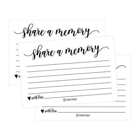 25 Funeral or Birthday Share a Memory Cards Keepsake, Condolence Sympathy Memorial Acknowledgment, Remembrance Appreciation Celebration of Life Service Supplies Guest Book Alternative Advice Game