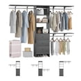 thumbnail image 7 of MAYEERTY Gray 96*16*75"High-Capacity Wardrobe Rack: 3 Drawers, Shelves, Expandable Rods, Stylish & Durable, 7 of 7