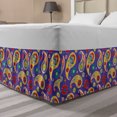 thumbnail image 1 of Paisley Bed Skirt, Floral Ornamentals Repetitive Eastern Buta Pattern, Elastic Bedskirt Dust Ruffle Wrap Around for Bedding Decor, 4 Sizes, Blue Violet Multicolor, by Ambesonne, 1 of 2