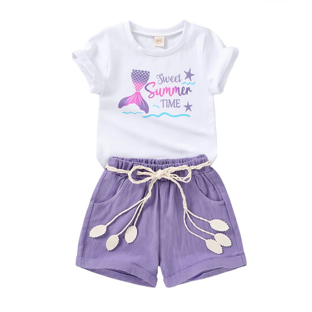 Younger Tree Girl Summer Clothes Short Sleeve T-Shirt Shorts Outfits 5T - Walmart.com