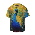 thumbnail image 4 of Balery Peacocks Men's Casual Button Down Shirt Short Sleeve Textured Summer Cuban Beach Shirts-XX-Large, 4 of 7