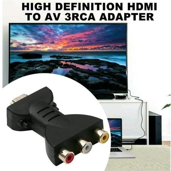 HDMI Male to 3 RCA Female Composite AV Video Audio Adapter Converter Black