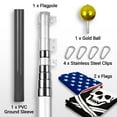 thumbnail image 2 of G128 Combo Pack: 25 Ft Telescoping Aluminum Flagpole (Silver) & American and Pirate Jolly Roger Swords Flags 3x5 Ft, Both ToughWeave Series Embroidered Polyester | Pole with Flags Included, 2 of 9