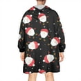 thumbnail image 2 of Wearable Oversized Blanket,Black Christmas Santa Pattern Wearable Blanket Hoodie for Adults,Cozy Hooded Blankets with Super Pockets,Super Warm Fuzzy Pullover for Women & Men, 2 of 6