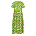 thumbnail image 5 of Viikei Summer Dresses Clearance,Women's Slim-Fit Short Sleeve Dress,Women's Flower Printing Casual Short Sleeve Crewneck Dress Casual Flowy Tiered Maxi Beach Dress Green XXL, 5 of 6