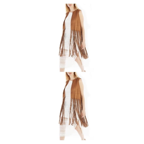 Chalecos con flecos de estilo occidental Sonducket camello L