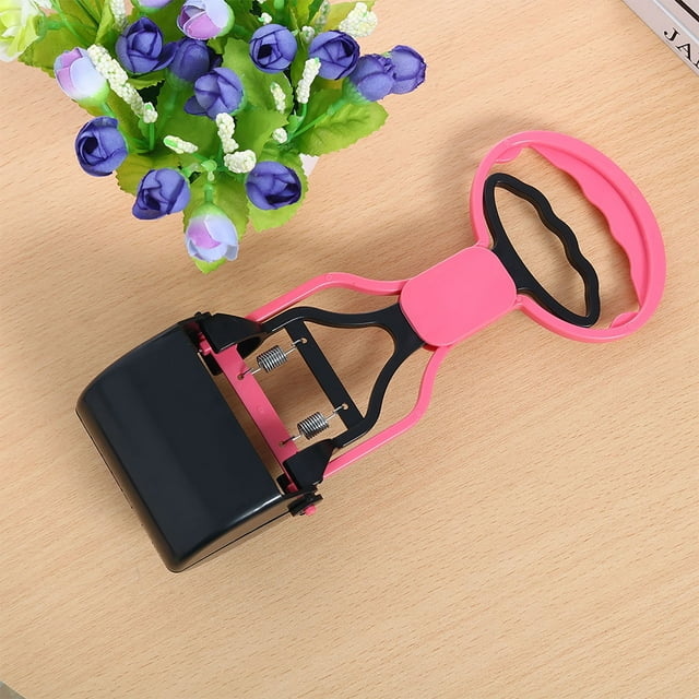 Recogedor de Excrementos de Perro con Mango Largo, Ideal para Recoger Desechos de Perro en Césped y Grava, Color Rosa