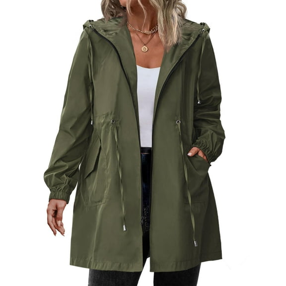 Zeagoo Women's Rain Jacket Plus Size Long Raincoat Lightweight Hooded Windbreaker Waterproof Jackets with Pockets