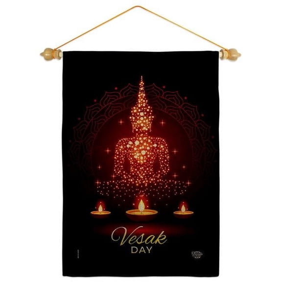 Ornament Collection GS190174-DB-05 Vesak Day Religious 13 x 18.5. in. Double-Sided Decorative Horizontal House Garden Flag Set for Decoration Banner Yard Gift