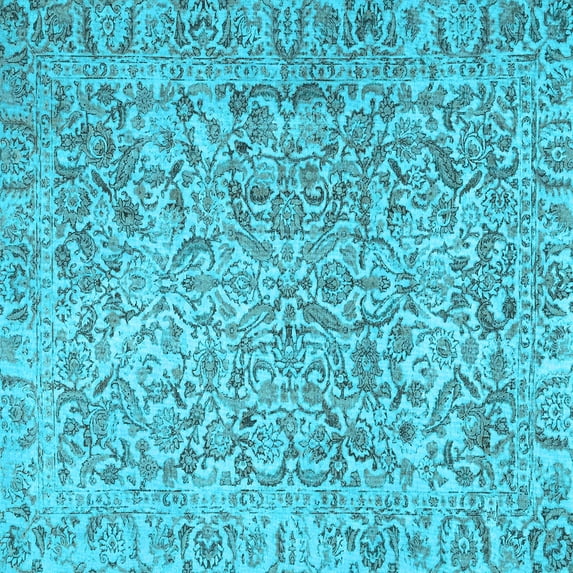Ahgly Company Indoor Square Persian Light Blue Traditional Area Rugs, 7' Square