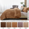 thumbnail image 2 of Jessy Home 3 Piece Fleece Queen Comforter Set - Soft & Warm Fluffy Coffee Sherpa Bedding , Fuzzy Heavy Double Sided Design Winter Comforter with 2 Pillow Cases, 2 of 8
