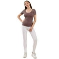 thumbnail image 4 of Women's Reversible Short Sleeve Stonewashed Ribbed Top, Brown, Plus Size, 1 Piece, 4 of 5