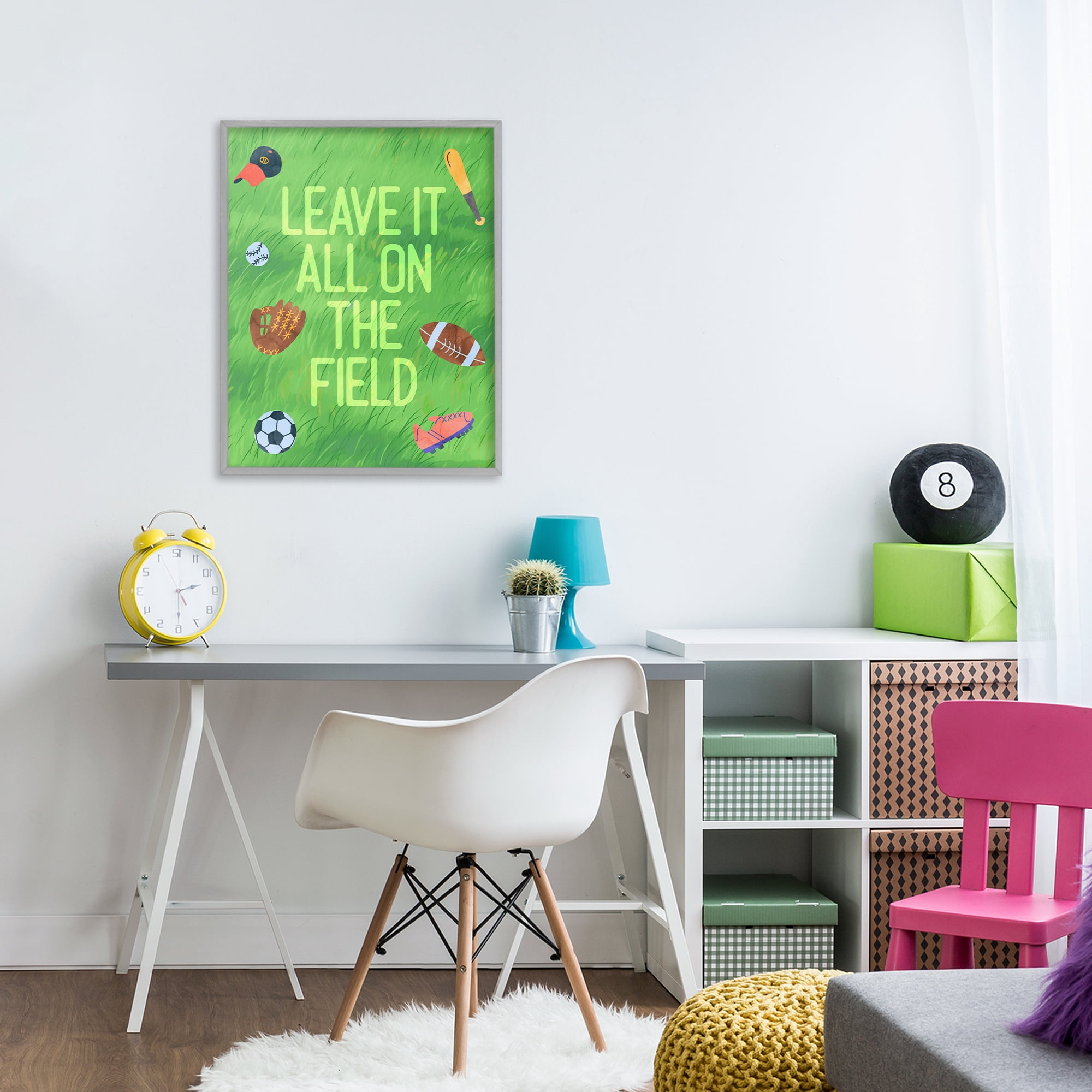 Stupell Industries Leave It On The Field Gray Framed Giclee Art, design by Lil' Rue