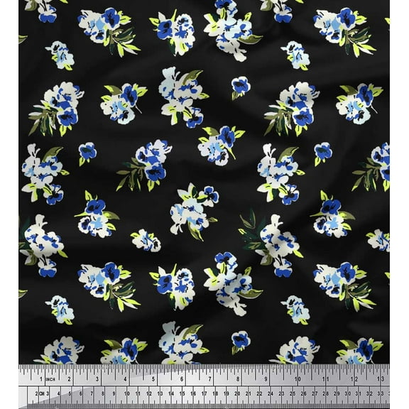 Soimoi Cotton Duck Fabric Leaves & Floral Artistic Print Fabric by Yard 42 Inch Wide