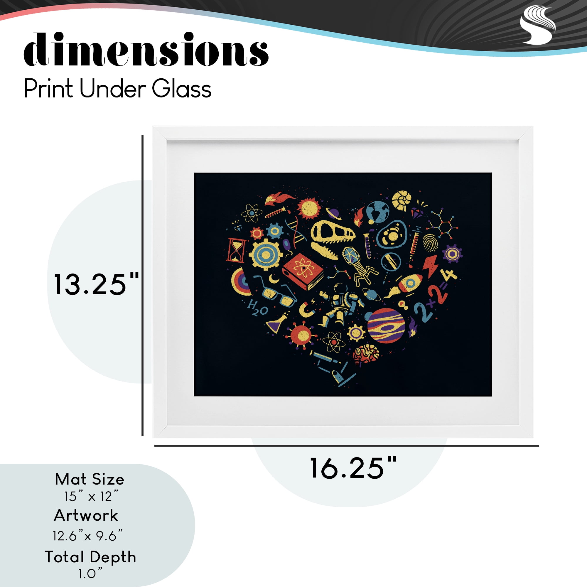 Stupell Industries Retro Science Heart White Framed Print Under Glass, design by Tobe Fonseca