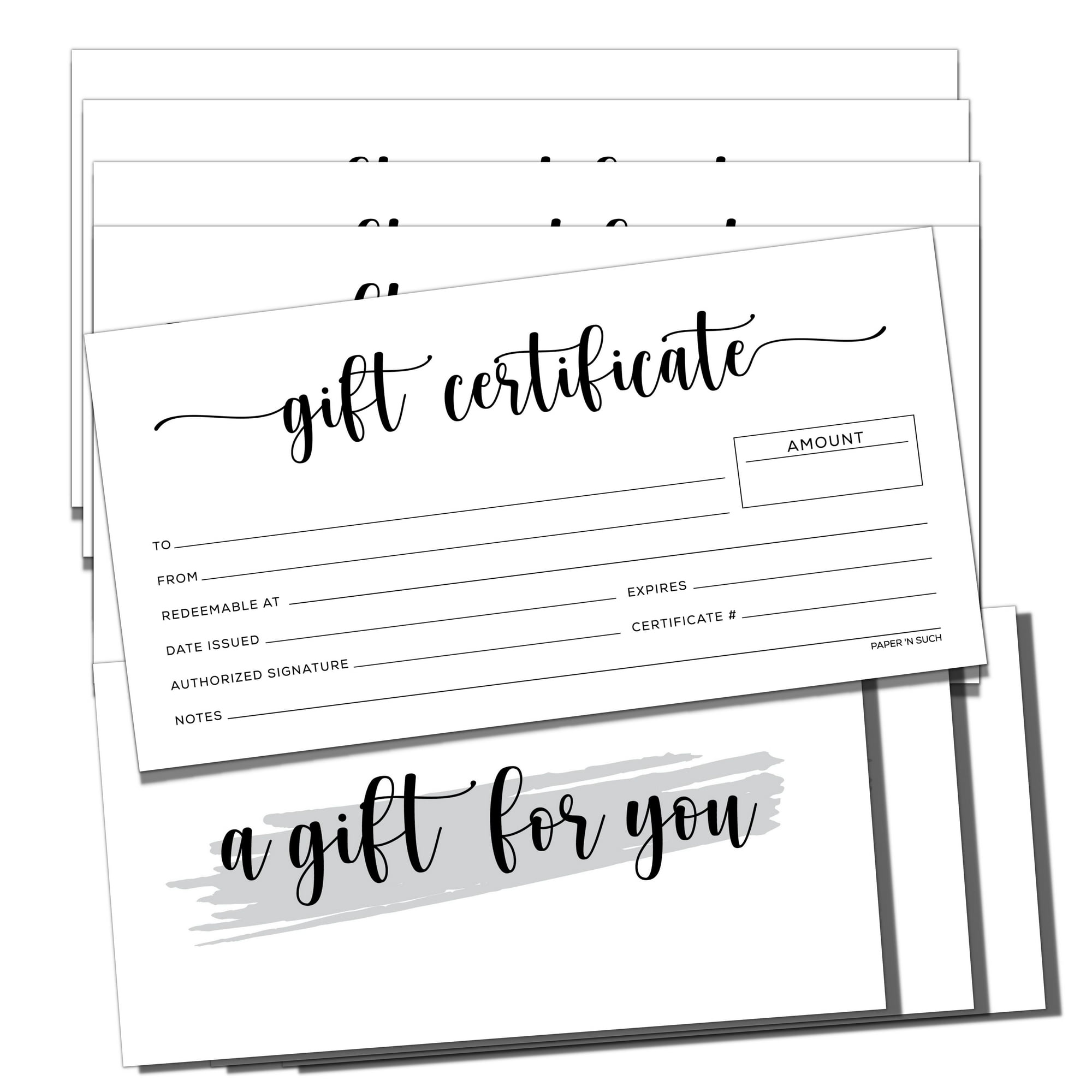 Set of 25 Blank Gift Certificates with Envelopes - Black and White - For Personal Or Business - 3.75 X 7.5”