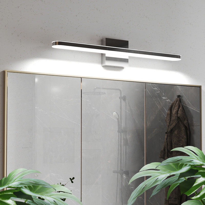 TICOZE 24" Chrome LED Vanity Light Bar - Dimmable 12W Bathroom Light Fixture, Waterproof Over Mirror Lighting for Wall/Sink, 6000K Daylight (23.6"L)