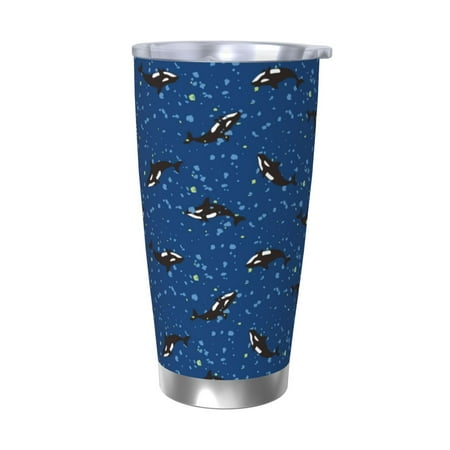 

Uemuo Whales Swim Print Travel Coffee Mug 20oz Double-walled Car Cup Stainless Steel Insulated Tumbler Leak-proof Travel Cup Reusable Straw Car Cup-Without Straw