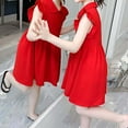 thumbnail image 4 of LIIPEE Girls Dresses Summer Fashion Solid Color Turndown Collar Button Ruffled Sleeveless Dress Toddler Comfort A-Line Princess Dresses,Red,3-4 Years, 4 of 9